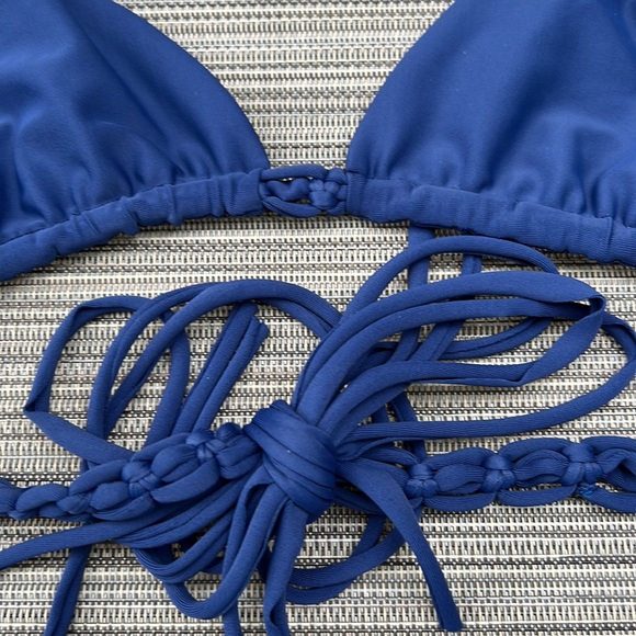 NWT Mikoh Braided Triangle Bikini Top Blue Size Small - Picture 2 of 8